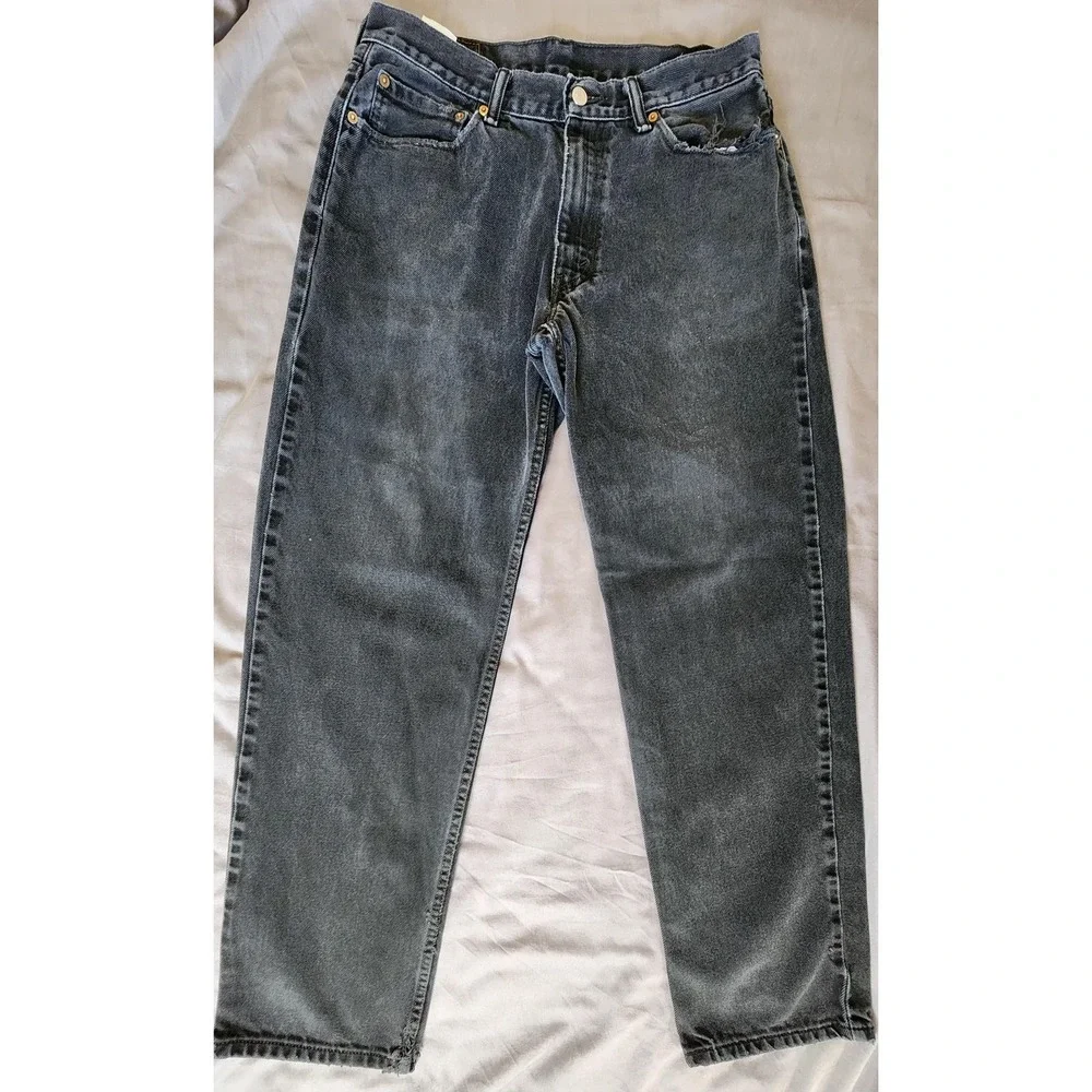 Levis 550 Jeans‎ Mens 32x31 Black Relaxed Tapered Leg Denim Distressed